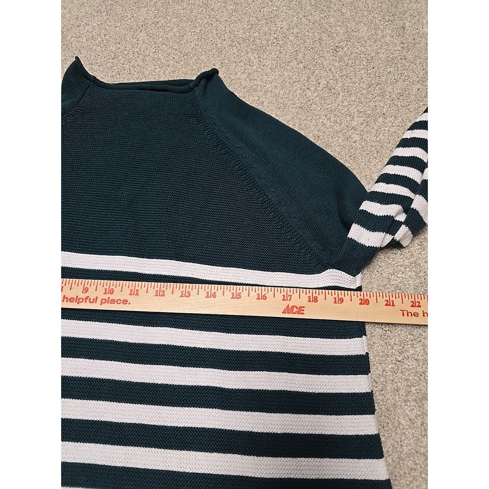 Alice Walk Womens Cotton Mock Neck Green Stripe Sweater Discontinued Color Sz S - Picture 8 of 11